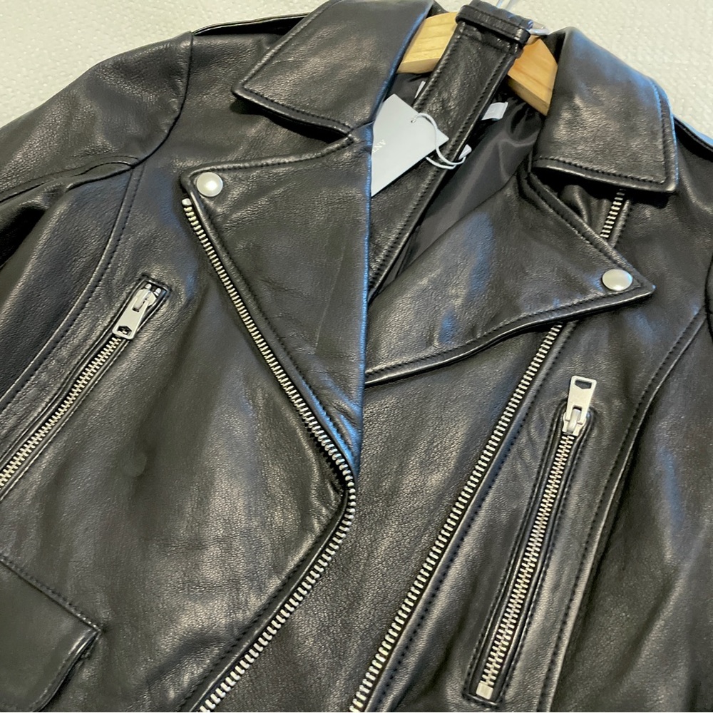 Antonio Melani Genuine Leather Moto Biker Jacket w/ Belt Sz XS NWT
